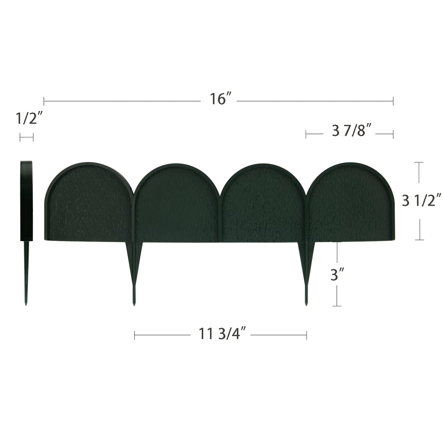 Evelyne Garden Border Edging in Half Round (Semicircle) Arched Design - 15pcs Green Yard Landscaping Fence Liner Lawn Edge Barrier - 20ft. Kit of Decorative Lawn Landscape Panels Elements