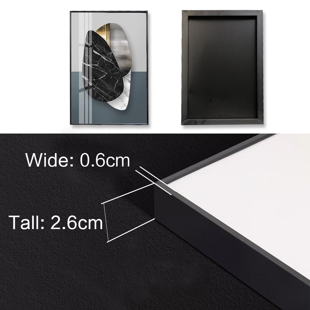 QKF Extra Large Frame Bright Geometry Abstract Canvas Wall Art Modern Home Living Room Bedroom Bathroom Wall Decor Poster & Prints Set of 3 Paintings 24"x 32" (Black Ash, 24" X 32" X 3 pieces)