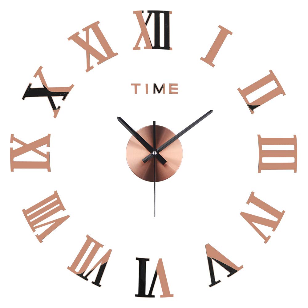 Amazlife 3D DIY Wall Clock, Modern Frameless Large 3D DIY Wall Clock Mirror Stickers Kit Decoration Home for Living Room Bedroom