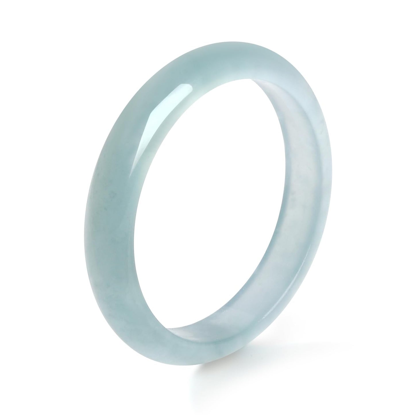 QVFVJA Real Jade Rings for Women Men Genuine Icy Jadeite Light Green Natural Stone Band Ring Good Luck Jewelry for Mom Wife Birthday Christmas Valentine's Day Gifts