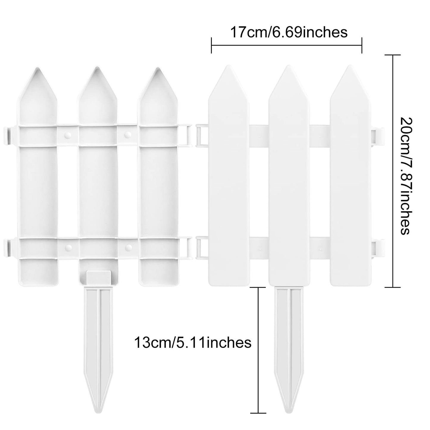 ELECLAND White Plastic Garden Fence with 22 Pieces, Picket Fence Edgings for Lawn, Flowerbeds, Plant Borders, Decorative Yard