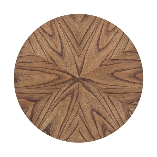 Martin Svensson Home Retro Mid-Century Modern Round Wood End Table, Solid Grain Side Table with Lower Shelf, Small Accent Table for Living Room or Nightstand. Nutmeg Brown.