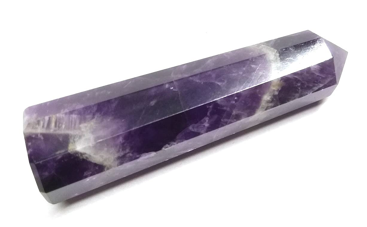 WholesaleGemShop 3 Inch (70 mm) Gemstones Amethyst Chevron Obelisk Tower Jumbo Facet Aura Rock Crystal Natural Polished Earth Wand Spirit