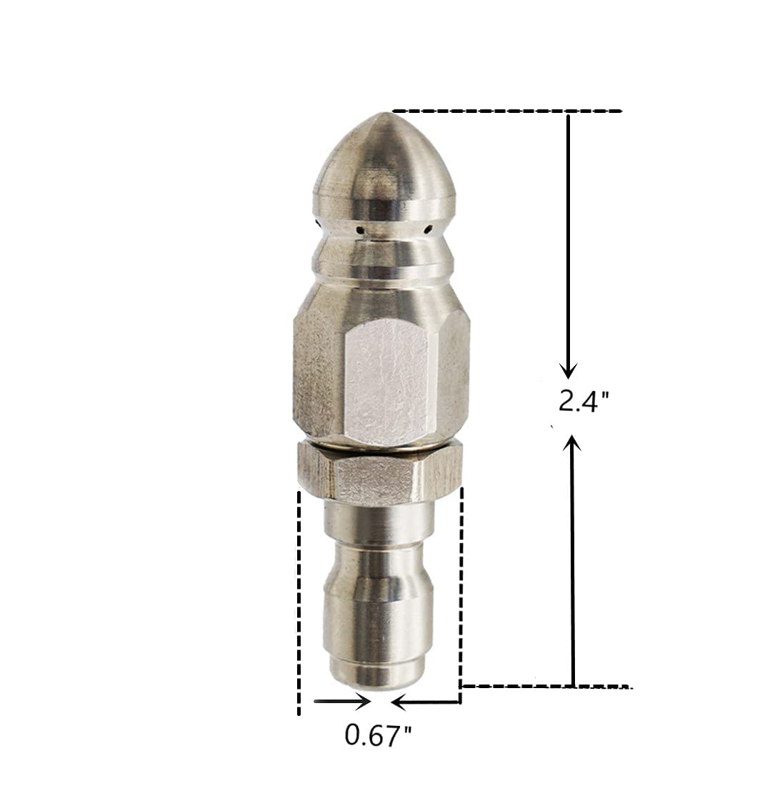 MIZORLIE (2 Sets) Pressure Washer Sewer Jetter Nozzle with Stainless Steel, Mini Compact Durable Sewer Jet Nozzle,Pressure Drain Jetter Hose Nozzle,1/4'' Quickly Connector, 5000 PSI