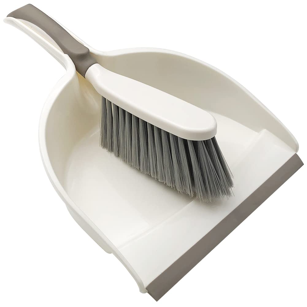 Dust Pan, Dustpan and Brush Set, Small Dust Pan and Brush Set, Hand Broom and Dustpan Set for Home, Handheld Angled Dust Pans and Brooms are Daily Cleaning Tools.Beige Brown