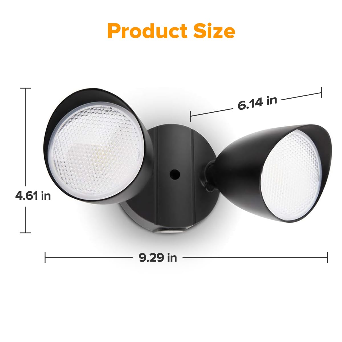 LUTEC 6222B 3500 Lumen 32 Watt 28 LED Dual-Head Floodlight Outdoor, Full Metal Design, Waterproof Exterior Security Wall Light 5000K for Patio, Garden, Yard-Black