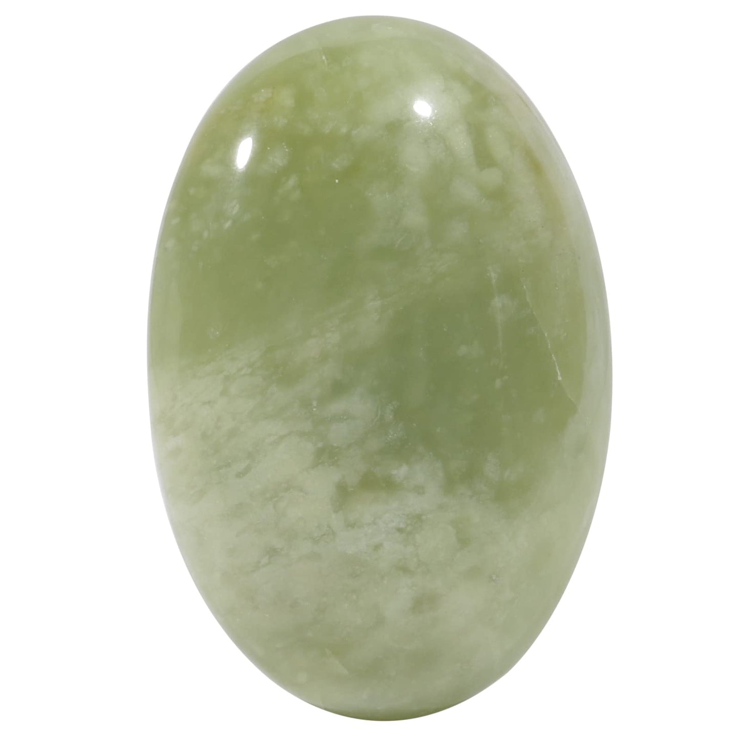 Loveliome Natural New Jade Oval Polished Worry Stones, Healing Crystal Indoor Fountain Stones Massage Energy Anxiety Relief Items