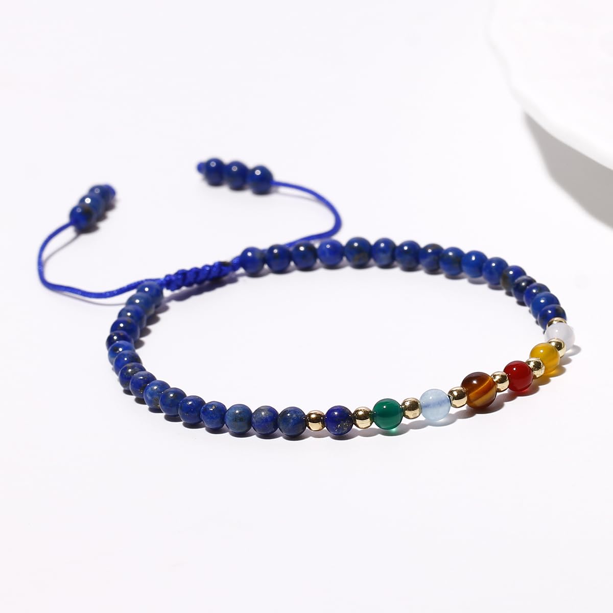 Jewever 7 Chakra Bracelets for Women Real Stone Lucky Rope Crystal Bead Bracelet Crystals and Healing Stones Jewelry Birthday Gifts (lapis lazuli)