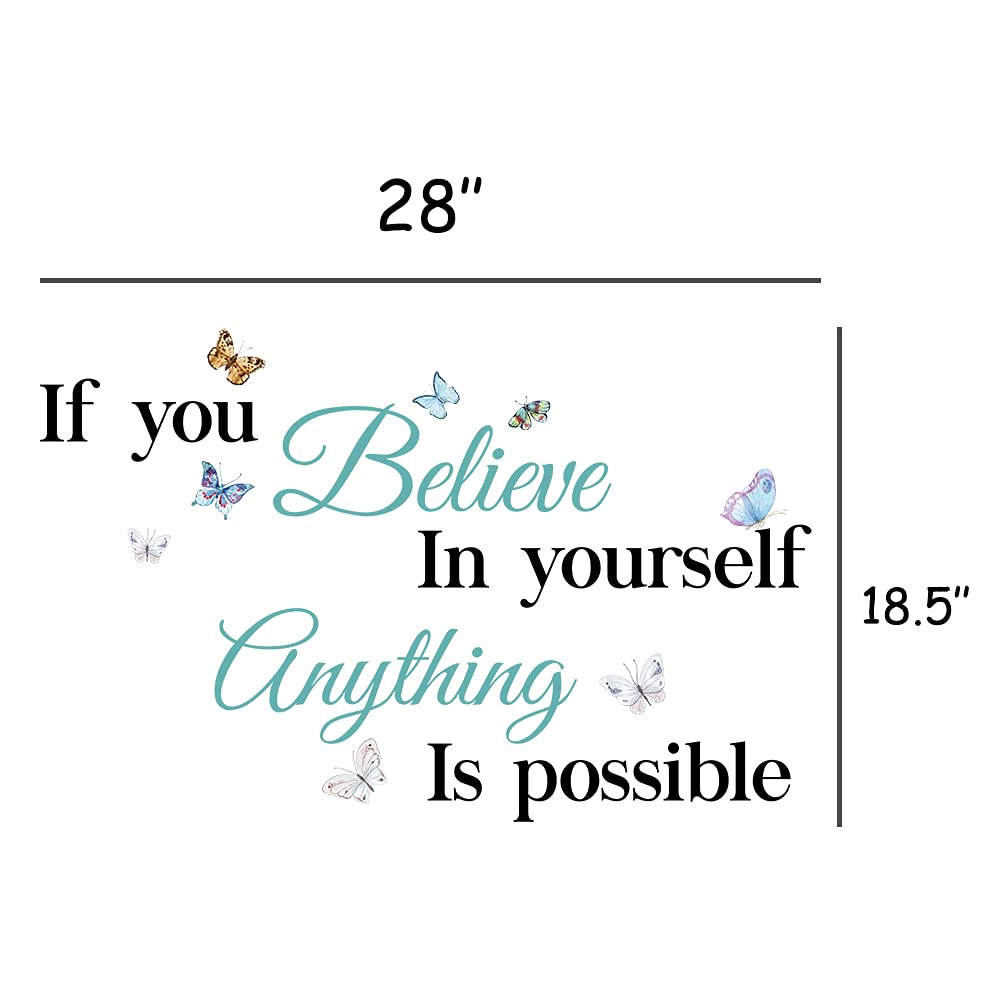 Inspirational Quotes If You Believe in Yourself Anything is Possible Wall Decal Vinyl Sticker for Living Room Bedroom Family Decor, Sweet Home Wall Art Stickers (28''×18.5'')