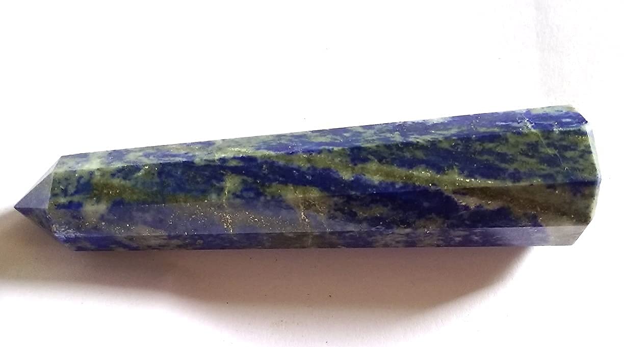 WholesaleGemShop Lapis Lazuli 3 Inch Gemstones Obelisk Tower Jumbo Facet Aura Rock Crystal Natural Polished Earth Wand Spirit