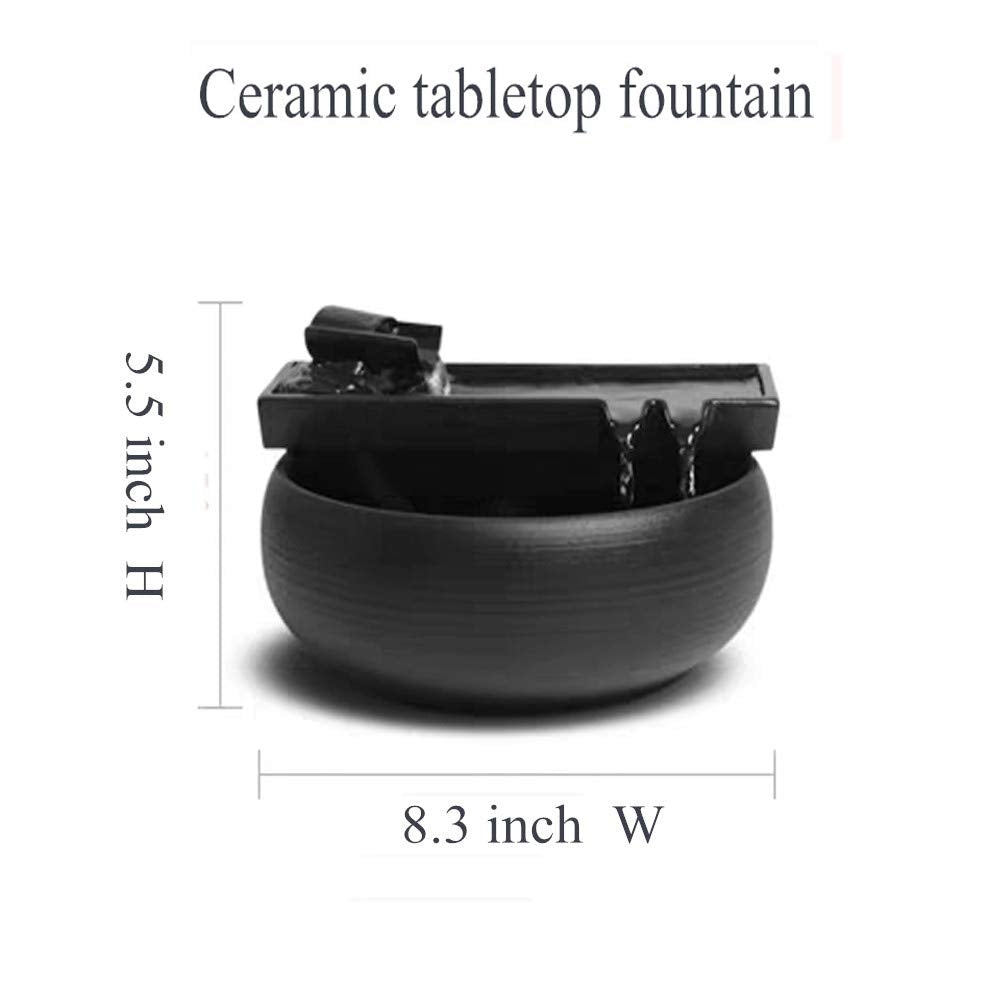Ceramic Tabletop Fountain for Indoor and Outdoor Table Desk Office Patio (Ceramic Fountain)