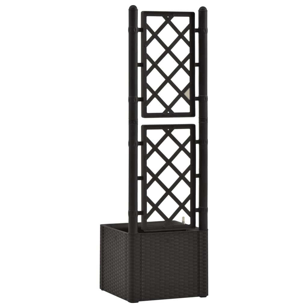 Makastle Garden Raised Bed with Trellis and Self Watering System Plastic Climbing Planter Rattan Design Planter Container Flower Box Garden Decoration 16.9" x 16.9" x 55.9"
