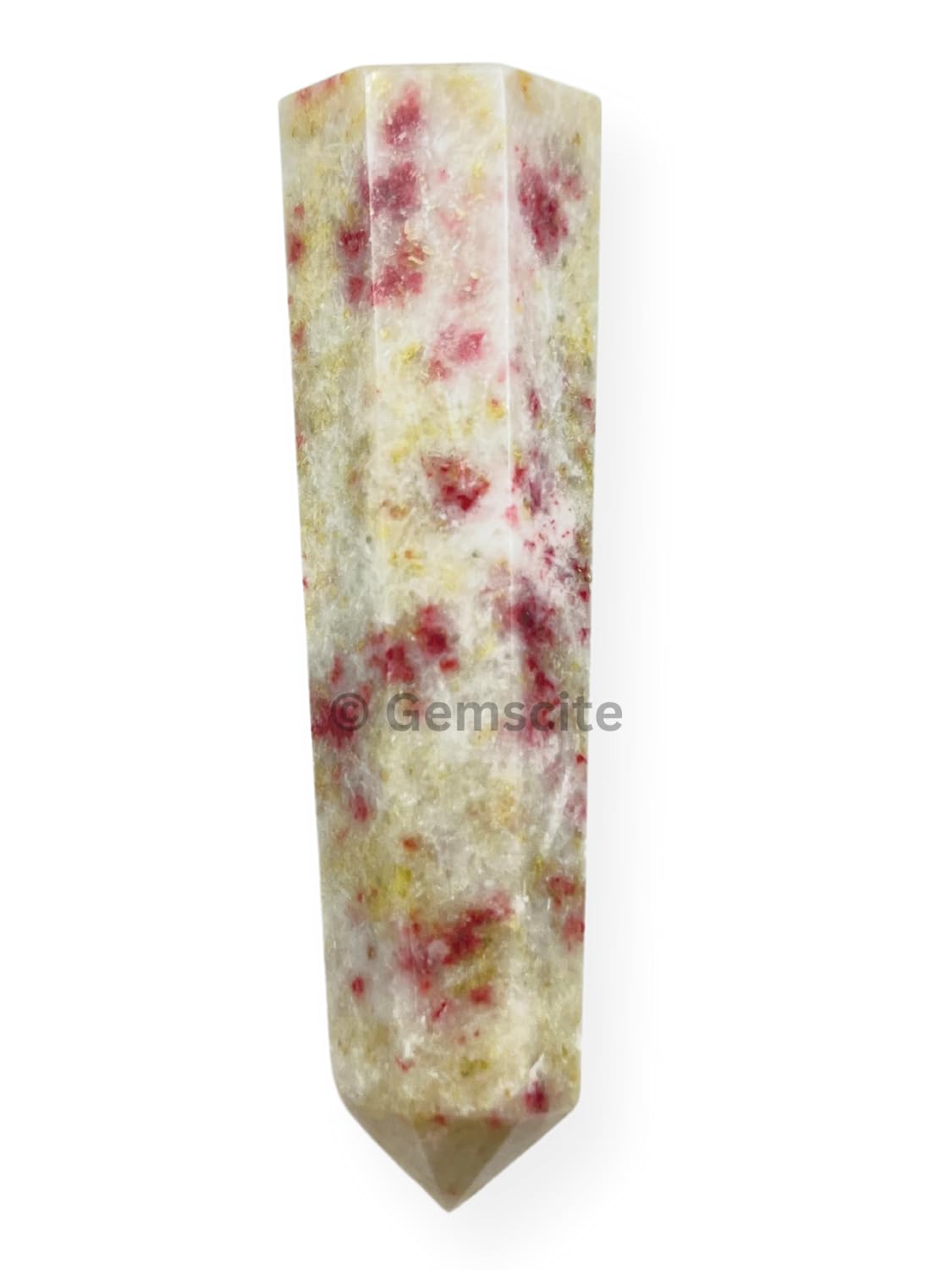 WholesaleGemShop 3 Inch (70 mm) Gemstones Cinnabarite Obelisk Tower Jumbo Facet Aura Rock Crystal Natural Polished Earth Wand Spirit