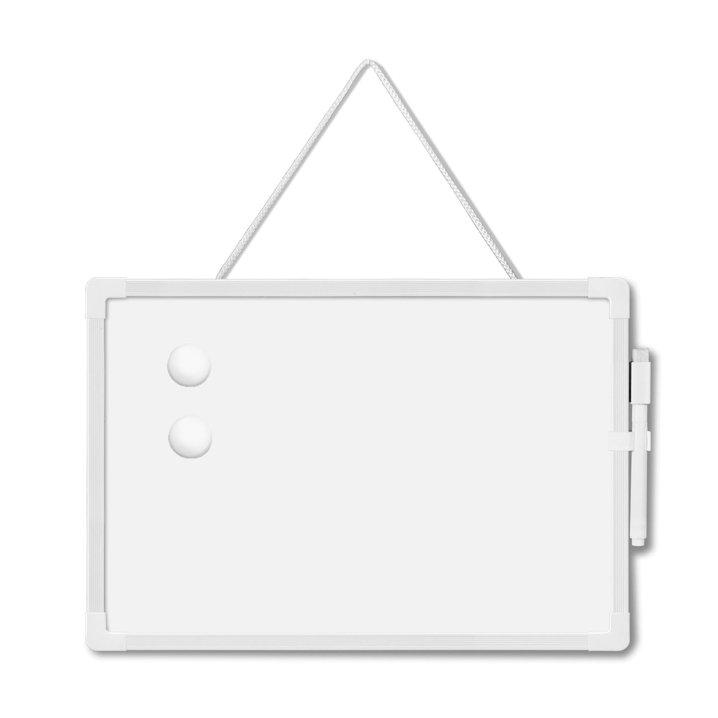 Double Sided Mini Dry Erase Board, 11" x 7" Hanging Whiteboard for Wall, Magnetic Small White Board with Marker (Built-in Eraser) for to-Do Lists, Home School Office