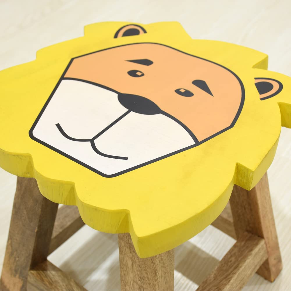 BBH Home's Handmade Yellow Novelty Shaped Mango Wood Stool 14x14x12 Inch AMBBRSST0002