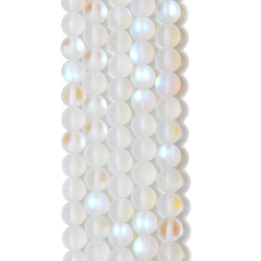 PLTbeads Gorgeous Moonstone Crystal Glass Natural Gemstone Loose Beads 8mm Matte Round Approxi 15 inch DIY Bracelet Necklace for Jewelry Making