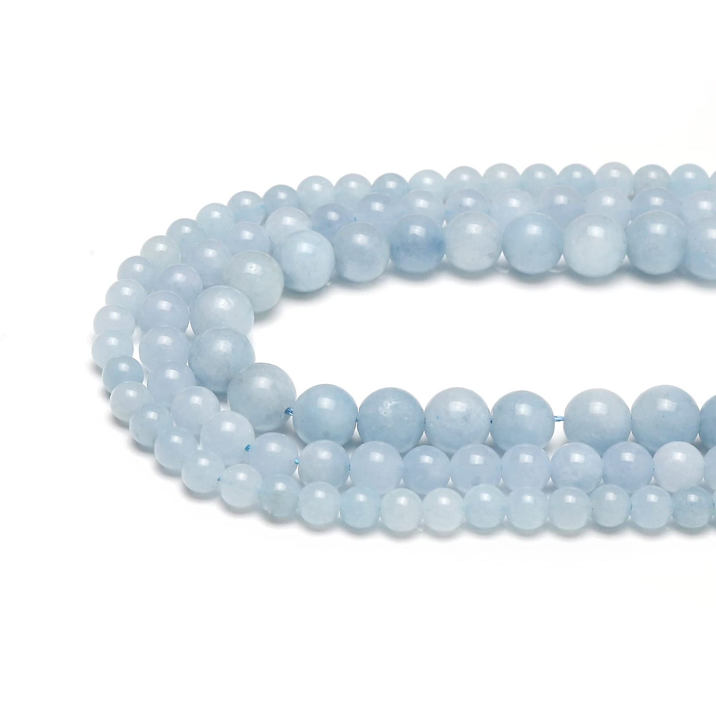 45pcs 8mm Natural Stone Beads Aquamarine Beads Energy Crystal Healing Power Gemstone for Jewelry Making, DIY Bracelet Necklace