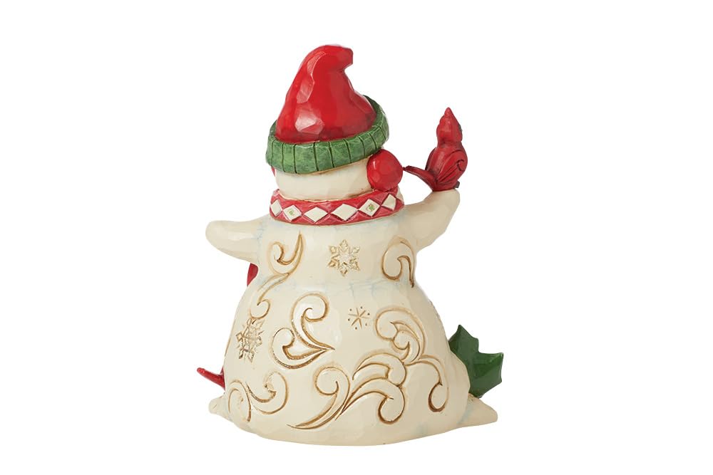 Enesco Jim Shore Heartwood Creek Snowman with Earmuffs and Cardinals Figurine- Stone Resin Hand Painted Crafted Collectible Snowman Figurines Christmas Home Decor Statue, 5.51 Inch