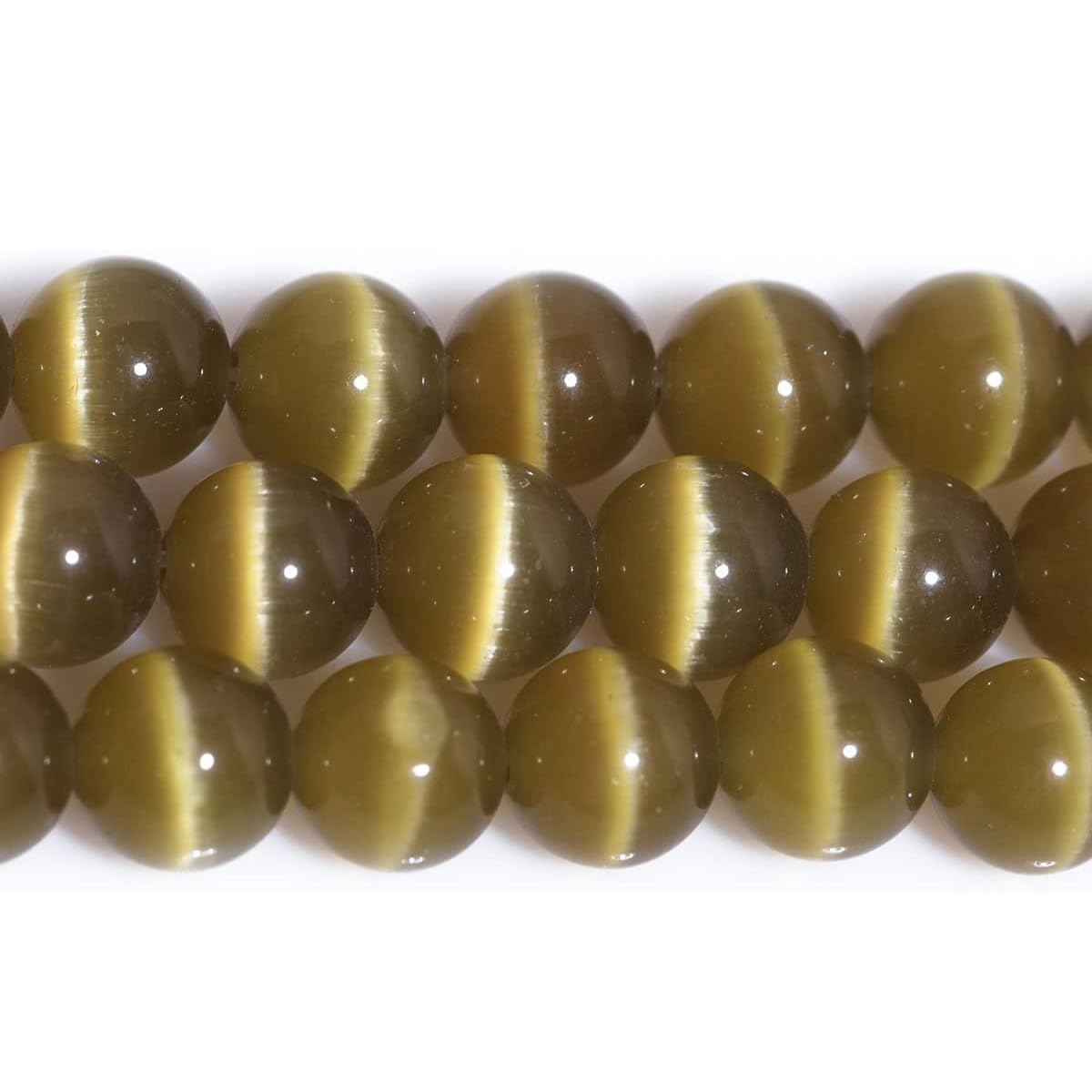 HAAMIIQII 8mm Brown Cat Eye Glass Round Crystal Stone Loose Gemstone Beads for Jewelry Making Bracelets Necklaces Earrings Crafts (45-50pcs)