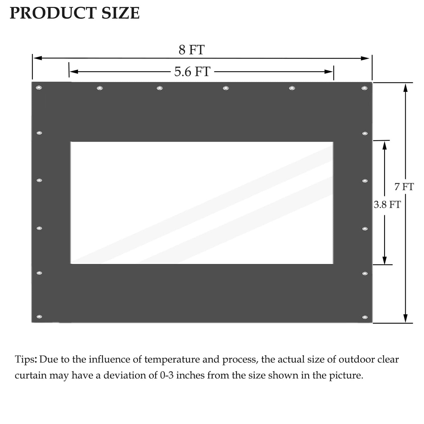 Softclub Outdoor Clear Panel Curtain，Heavy Duty Waterproof 18oz Vinyl Curtain Weatherproof with Grommets, Transparent PVC Tarp Cover for Pergola, Porch, Gazebos, Winter Protection (8 ft x 7 ft, Grey)