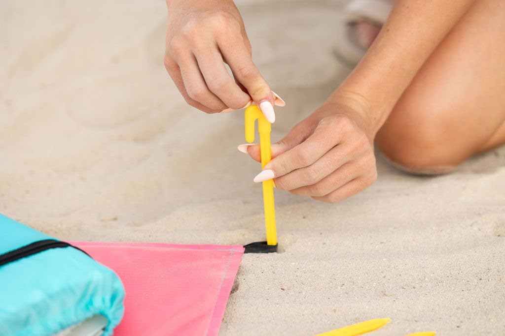 Beach Blanket Sandproof Waterproof, Extra Large Beach Mat, Oversized & Compact Sand Free, Quick Dry Beach Essentials for Vacation, Cruise, Picnic & Camping with Stakes & Extra Zippered Pockets