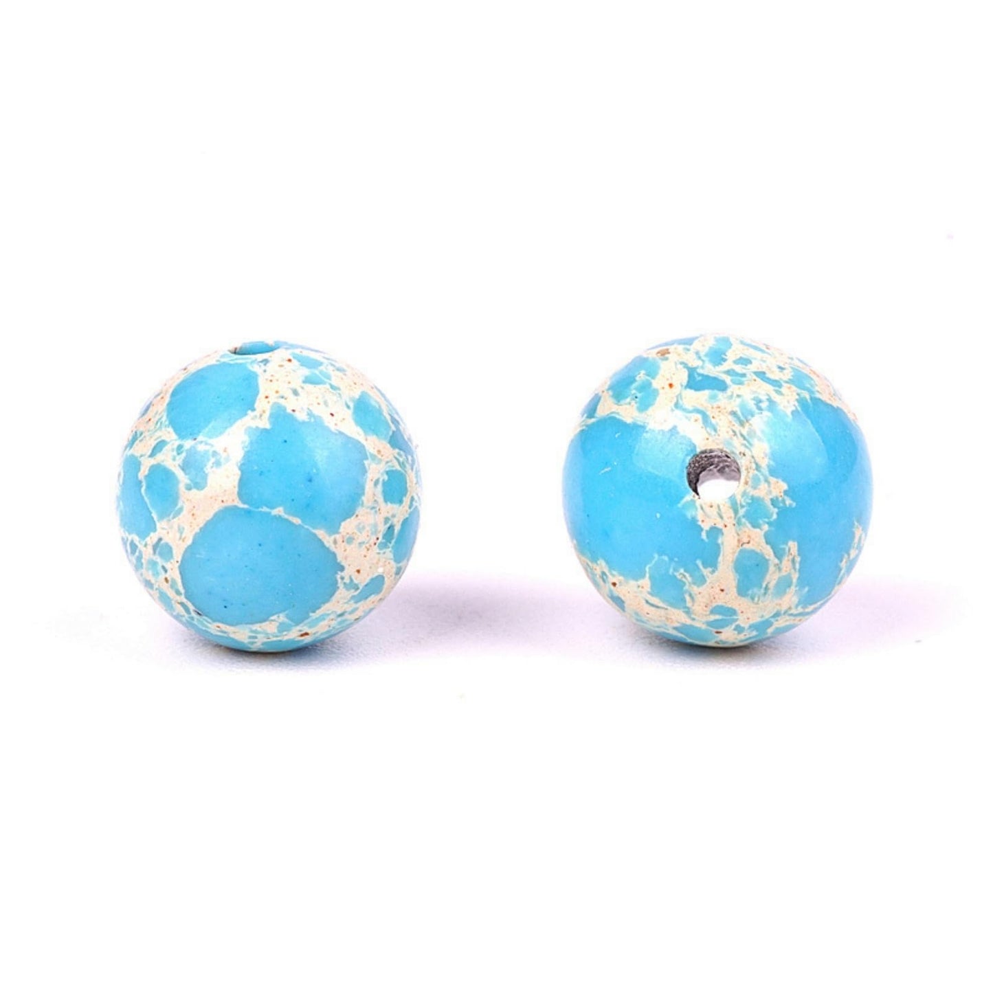 100Pcs Natural Stone 6mm Light Blue Imperial Jasper Round Loose Gemstone Energy Healing Beads Hole Size 1mm DIY Smooth Beads for Bracelet Necklace Earrings Jewelry Making