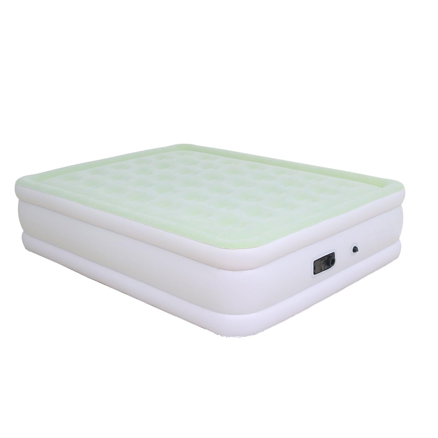 Outraveler Queen Size Air Mattress with Built in Pump, Inflatable Bed Blow Up Mattress 18in, Green White