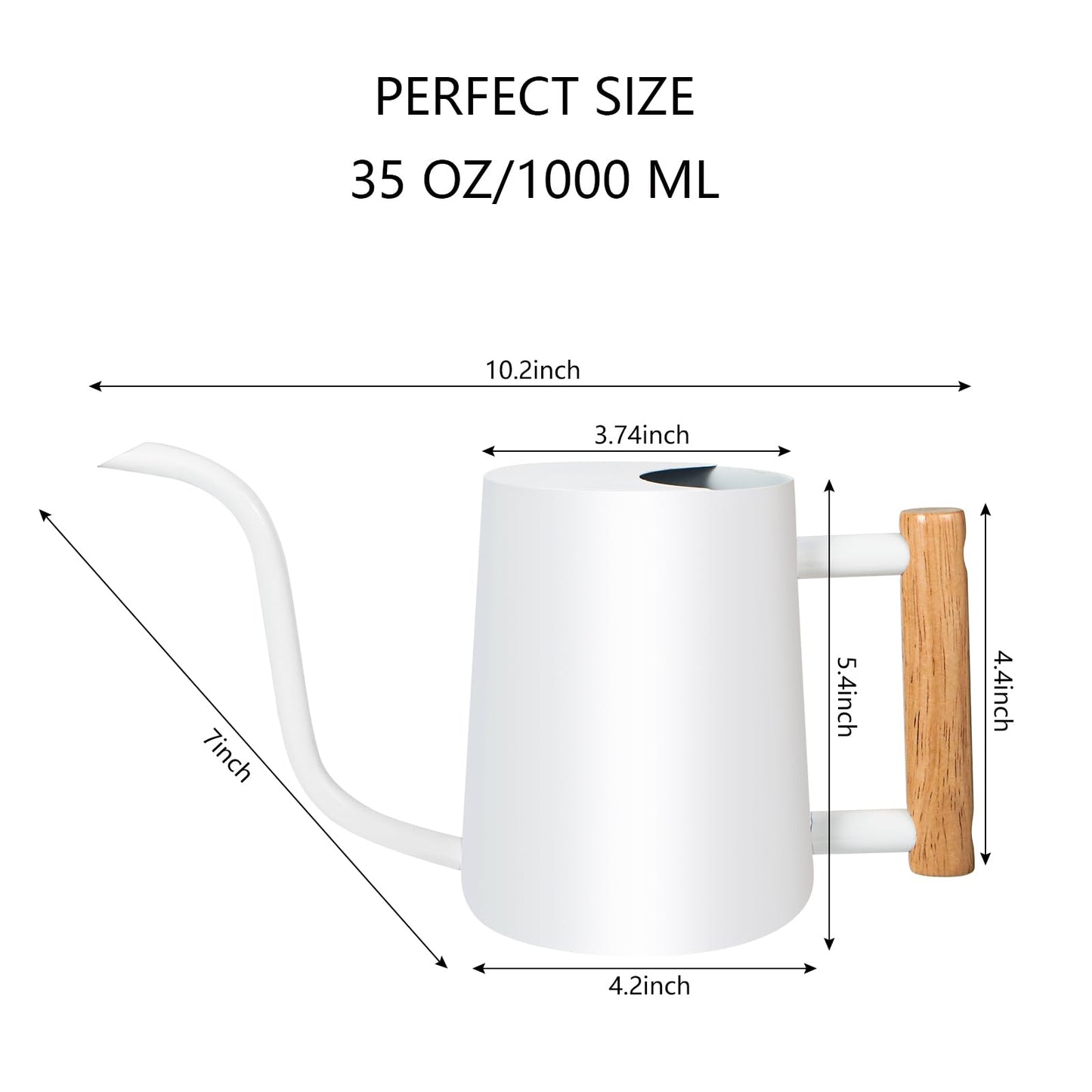 Watering Can Indoor Plants, 35oz Small Stainless Steel Metal Watering Can Modern Decorative Watering Pot with Long Spout for Indoor House Plant Bonsai Outdoor Garden Flowers -White
