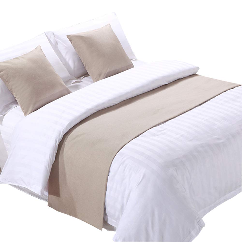 Zhiyuan Solid Linen-Like Hotel Bed Foot Runner Home Decorative Bed Scarf Dining Table Runner 19.5"x102", Bisque