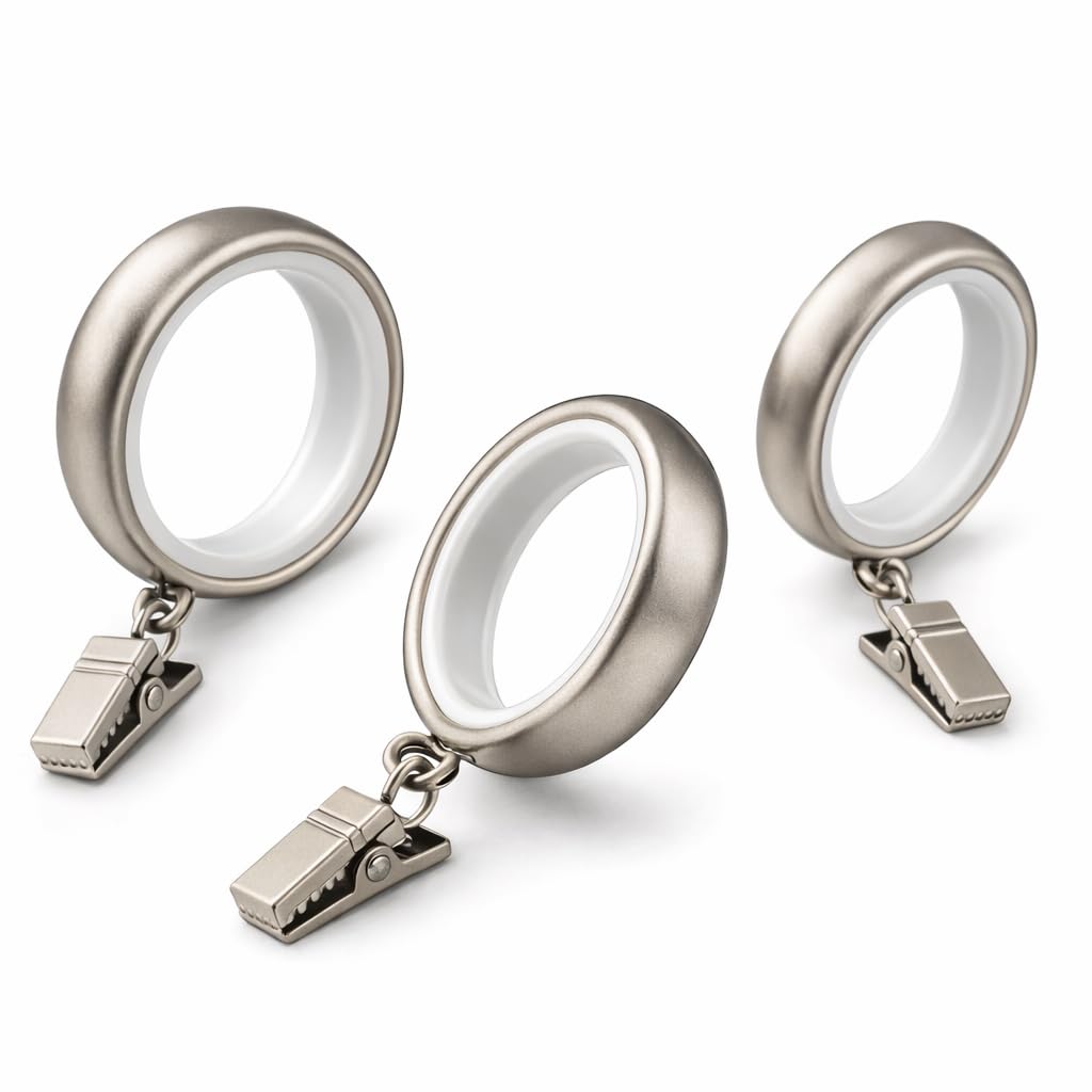 Valeri Home – Premium Curtain Rings, Matte Nickel Finish, 20-Pack