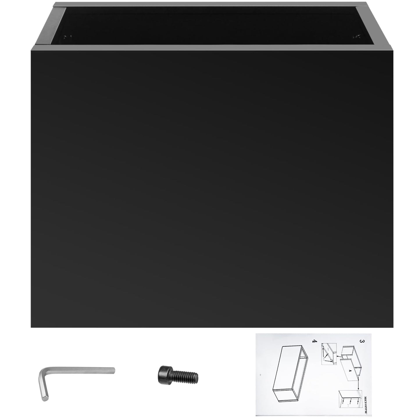 Meyoppm 28"x12"x28" Large Metal Planter Box, Heavy-Duty Rust Resistant Steel Planter with Drainage Hole, Modern Rectangular Planter for Outdoor Indoor Patio Garden Yard (Black)