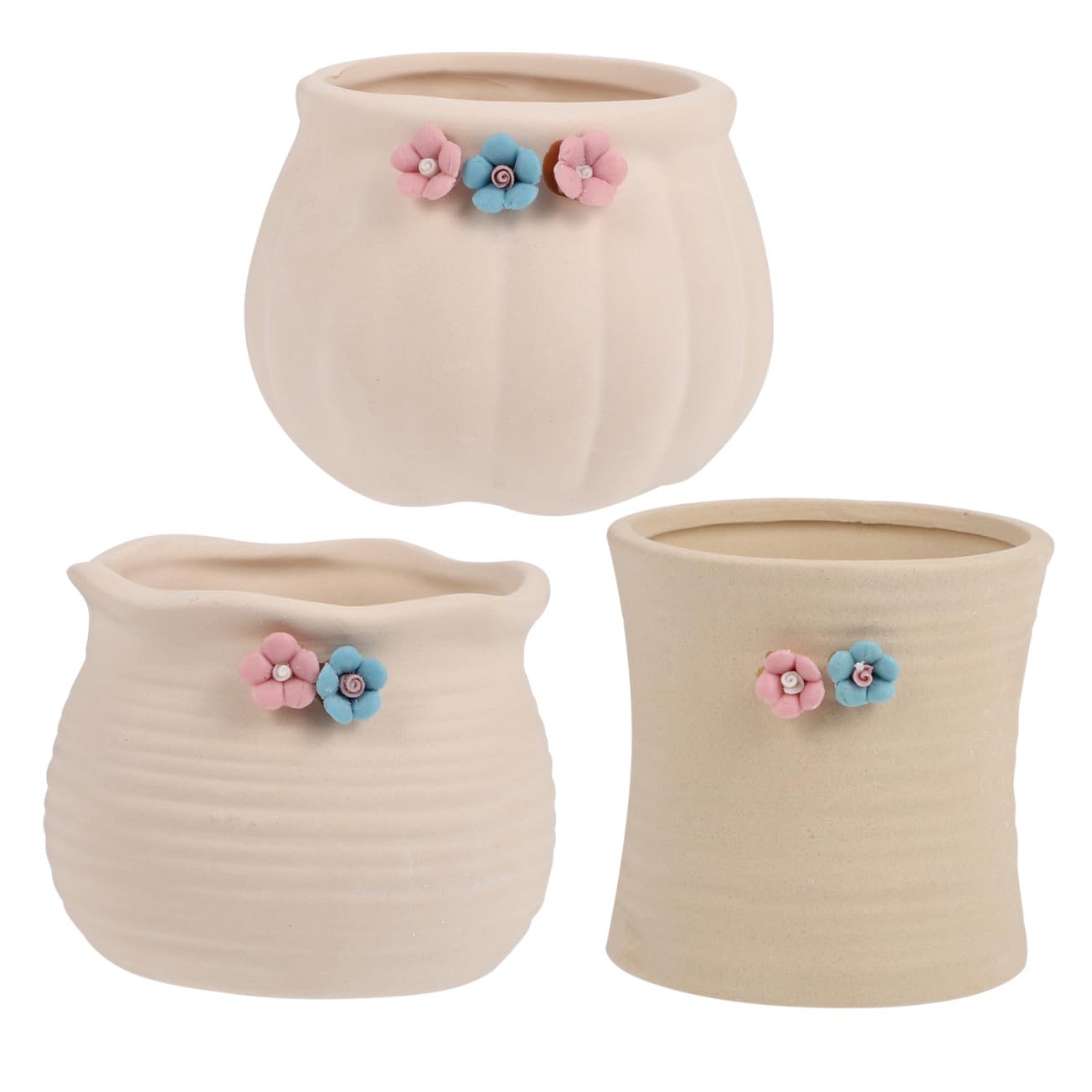 BESPORTBLE 3pcs Floral Design Succulent Planters Ceramic Flowerpots for Desktop Bright Patterned Ceramic Succulent Pots Suitable for Cactus and Plants Material