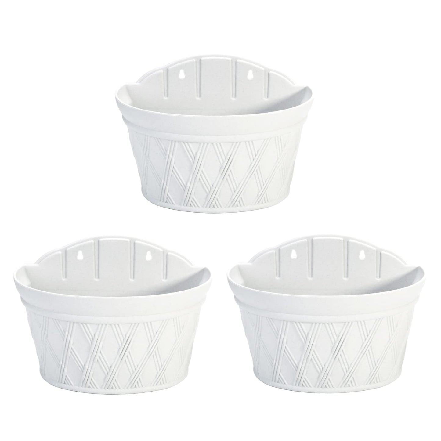 Sungmor Wall Hanging Planters,11.5 Inch Hanging Flower Pots for Railing Fence - Indoor Outdoor Balcony Wall Hanging Basket, Plastic Plant Pot Container - Half Round & 3PC Pack & Grey White