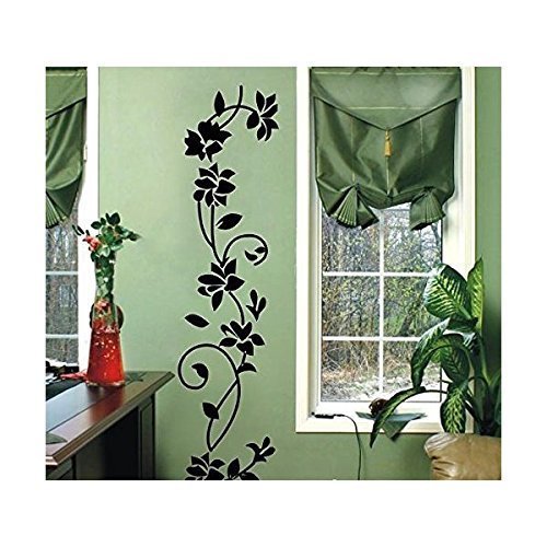 Rattan Flower Removable Vinyl Wall Decor Decal Sticker Black/FlowerRattan Size 12'' X 41'' Black