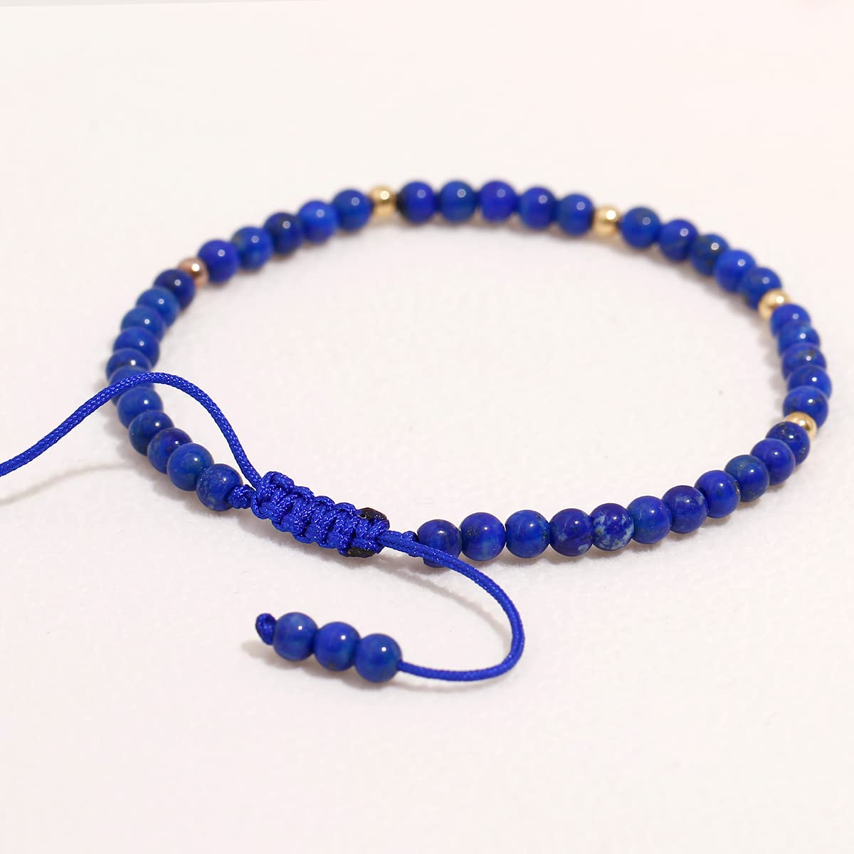 Jewever Gemstone Bracelet for Women Crystals and Healing Stones Beaded Stone Chakra Bracelets Healing Energy Crystal Jewelry Gifts Adjustable 4mm (Lapis Lazuli)