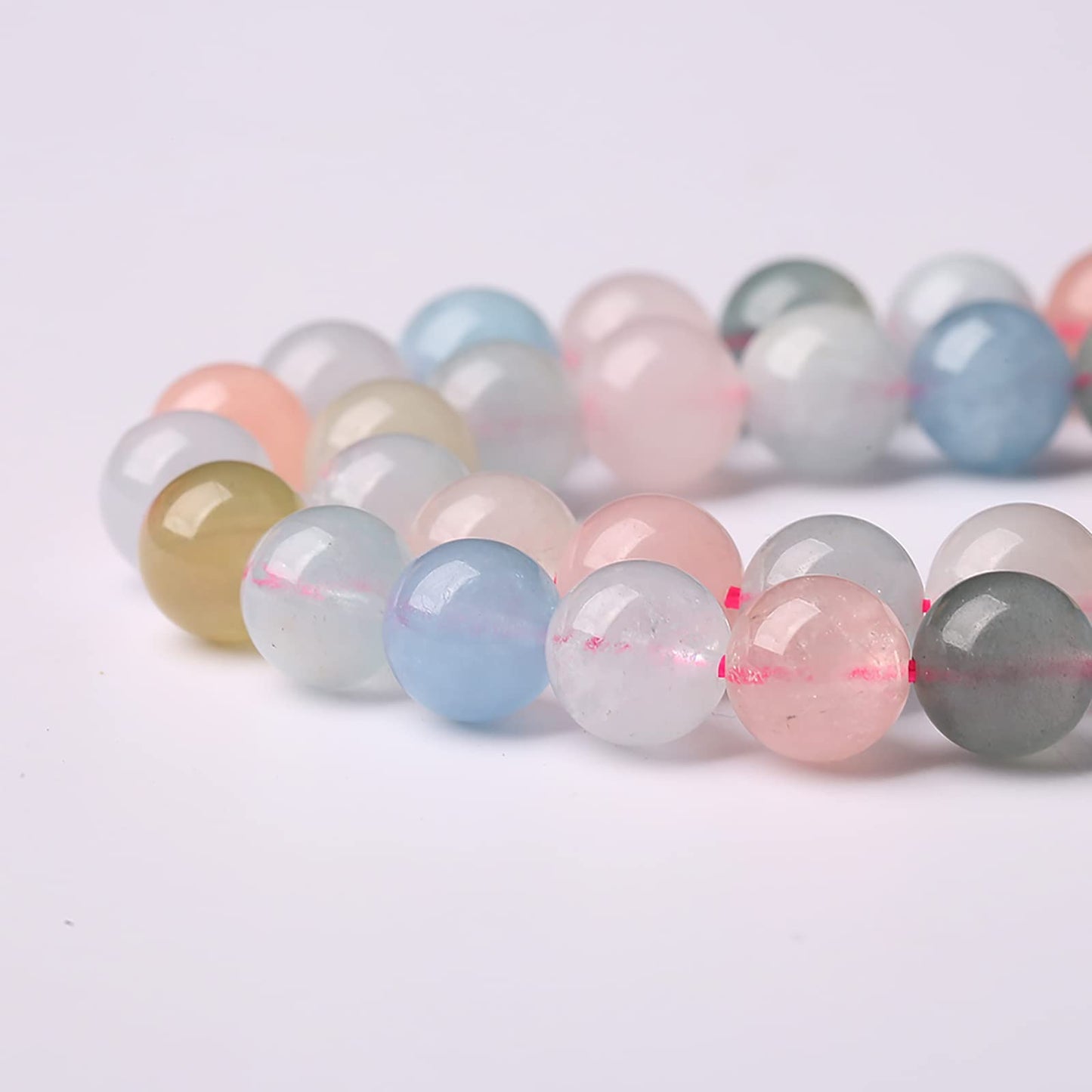 10mm 36pcs Natural Morganite Stone Beads for Jewelry Making Round Loose Beads AAA Energy Healing Power Stone Beads DIY Bracelet Necklace 15" (Morganite Stone, 10mm)