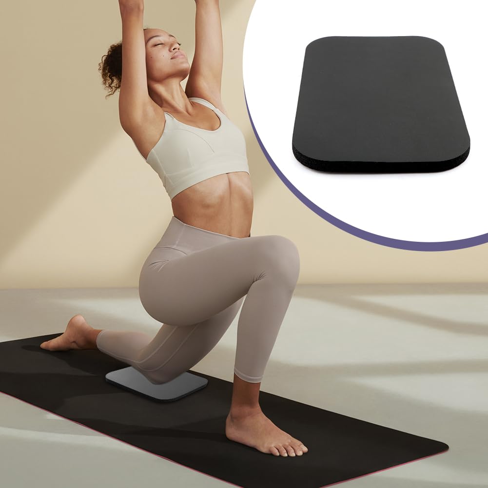 Yoga Knee Pad, Exercise Fitness Yoga Knee Pad Cushion, Foam Floor Pilates Non-Slip Cushions Wrist Elbow Pad Sports Mat for Pilates, Pray, Exercises (Black, 29X19X1.5CM)