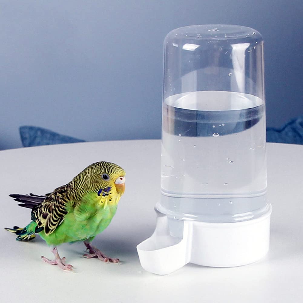 Pet Bird Water Feeder, 13.5 Oz Parrot Water Dispenser, Bird Cage Suspended Automatic Water Dispenser for Parakeet Budgie Lovebirds Cockatiel (2PCS)