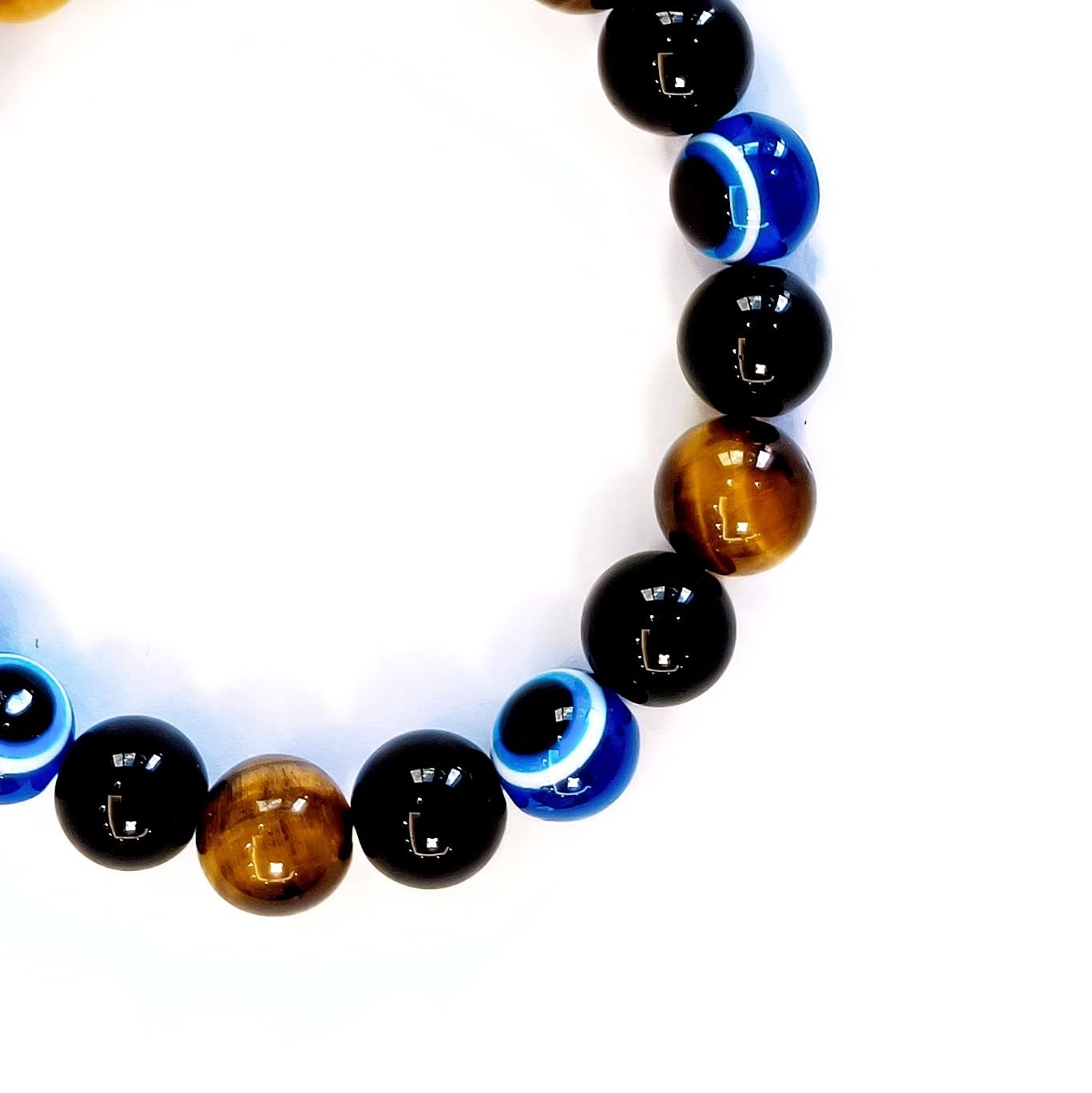 WEFRIN Triple Protection Bracelet for Bring Luck and Prosperity Hematite Black Obsidian Tiger Eye Stone Bracelets for Men Women, Beaded Buddha Healing Rope Uni Bracelet (2pcs) (I)