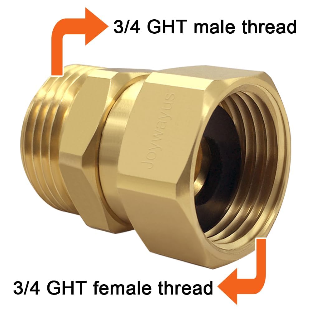Joywayus Brass Garden Hose Swivel Connector 3/4" GHT Female x 3/4" GHT Male 360 Degree Swivel No Kinking Adapter (Pack of 2)