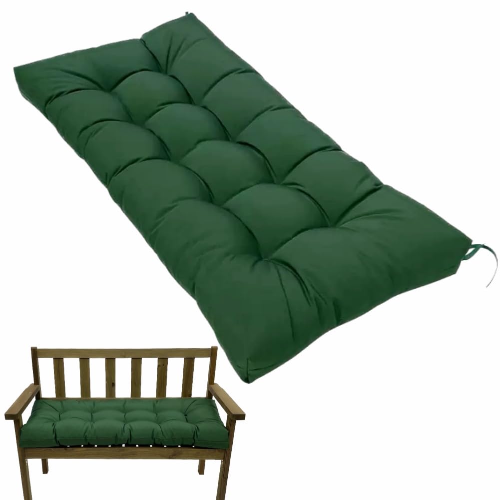 psmacra Waterproof Bench Cushions for Outdoor/Indoor Furniture,Tufted Patio Bench Seat Cushion, Swing Seat Cushion,Garden Loveseat Cushions,Waterproof Cushions for Lounger Garden (Green, 39.3x19.7in)