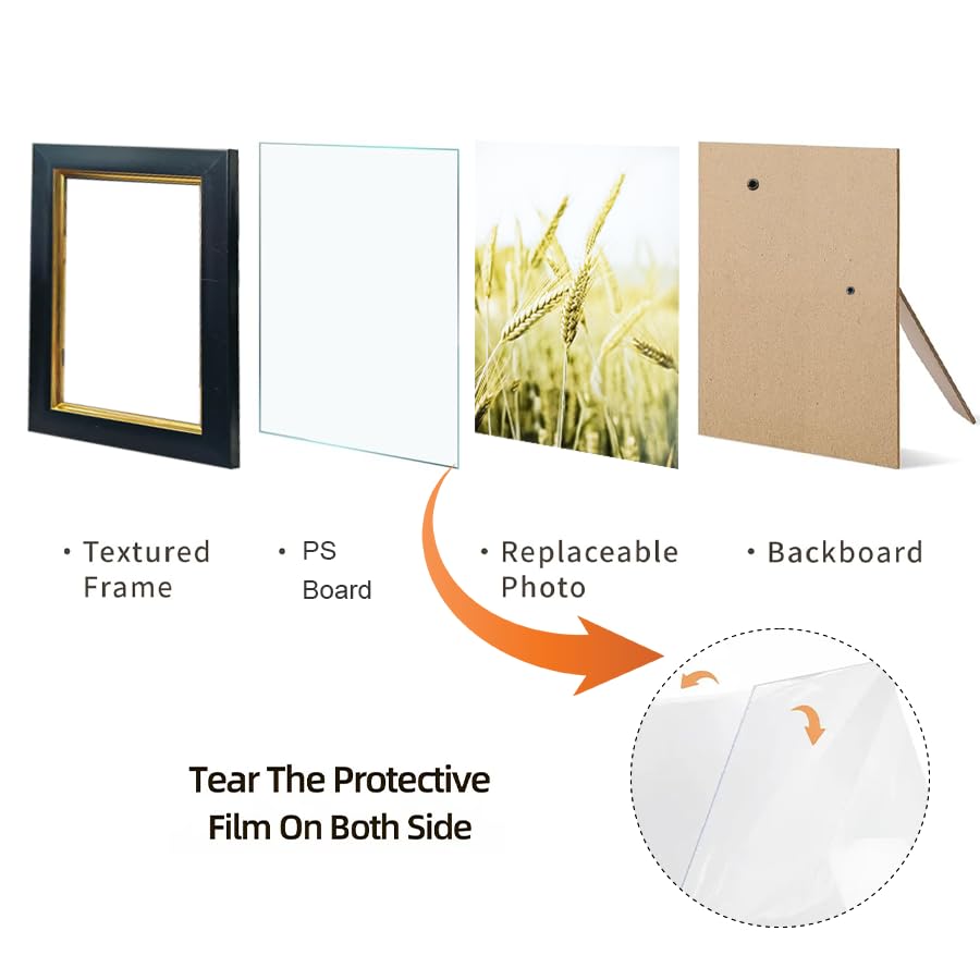 Modern Decorative Photo Frame for Desk and Wall, Graceful Picture Frame for Family Photos, Stylish Customizable Frame for Home or Office Display(Black 3.5x5in)