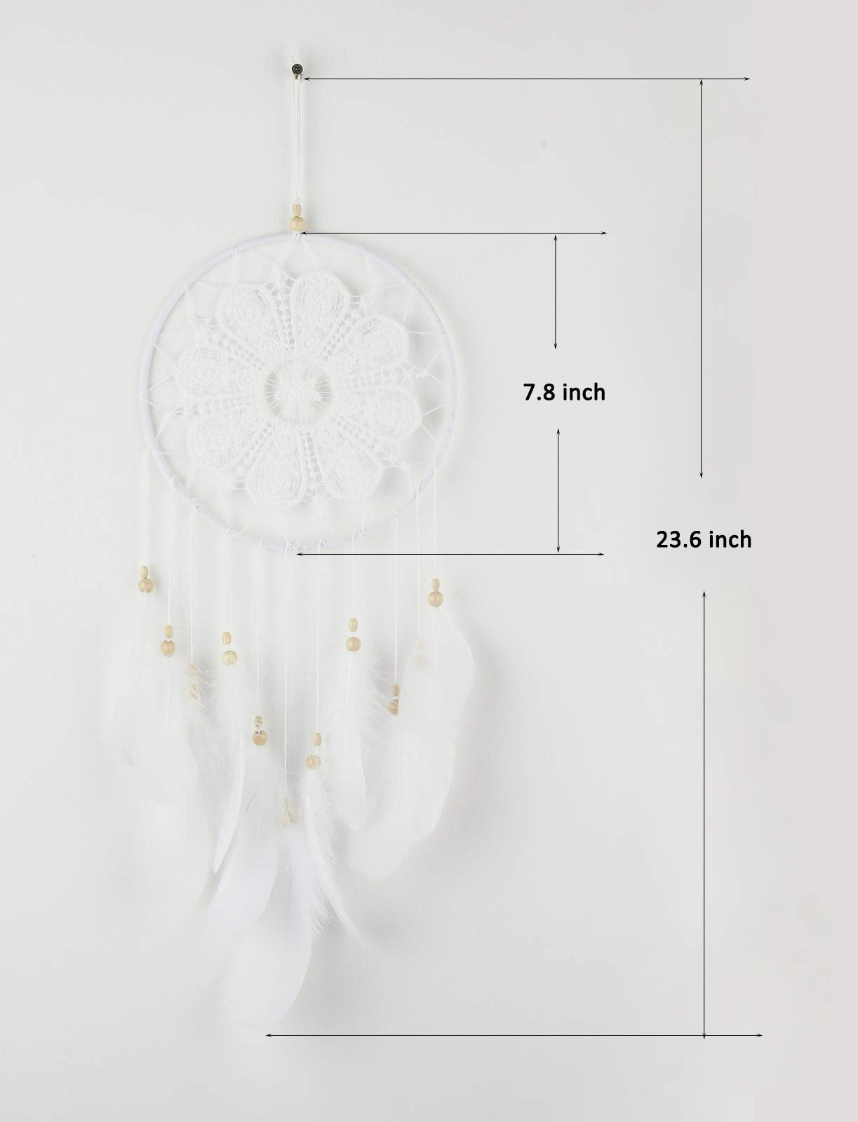 Malicosmile Dream Catchers White for Bedroom, Handmade Hanging Decorations White Feather Lace Dream Catcher Mobile for Girls Room Decor