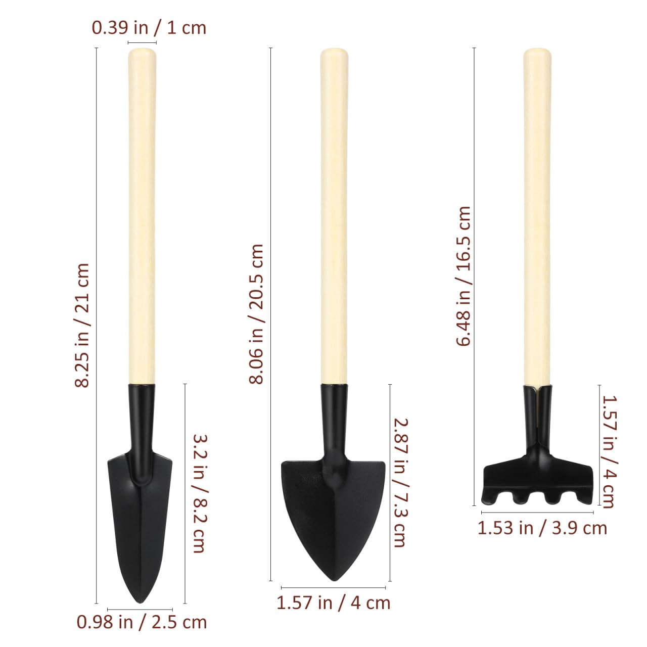 Sosoport 10 Sets Mini Tool Shovel Indoor Plant Gardening Tools Wooden Handle Weeding Trowel Digging Trowel for Flower Soil Planting Succulent