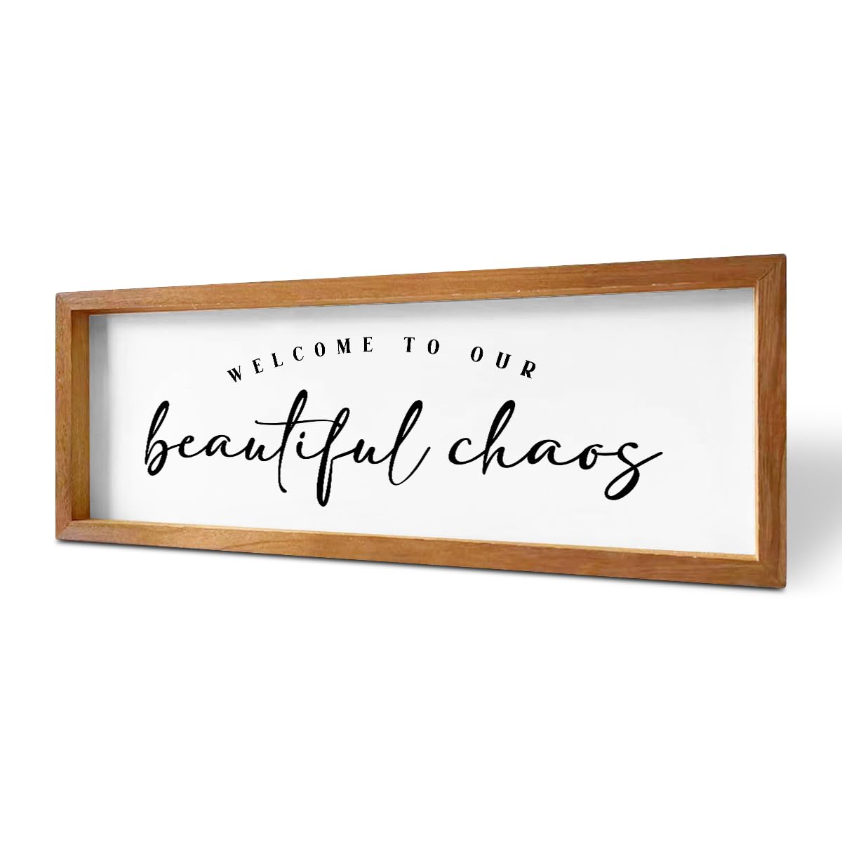 Welcome Home Sign Rustic Country Family Welcome Sign for Front Door Wooden Framed Farmhouse Wall Decor for Entryway, Living Room, Bedroom, Perfect Housewarming Gifts