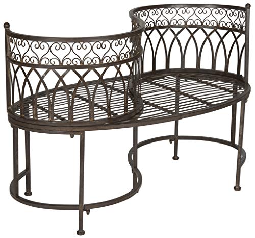SAFAVIEH Outdoor Collection Lara Victorian Rustic Brown Iron Kissing Bench