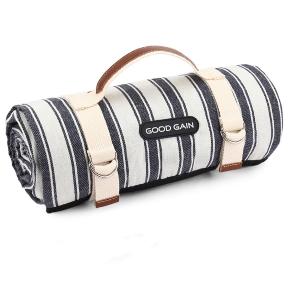 G GOOD GAIN Waterproof Picnic Blanket Portable with Carry Strap for Beach Mat or Family Outdoor Camping Party (Berry Blue)