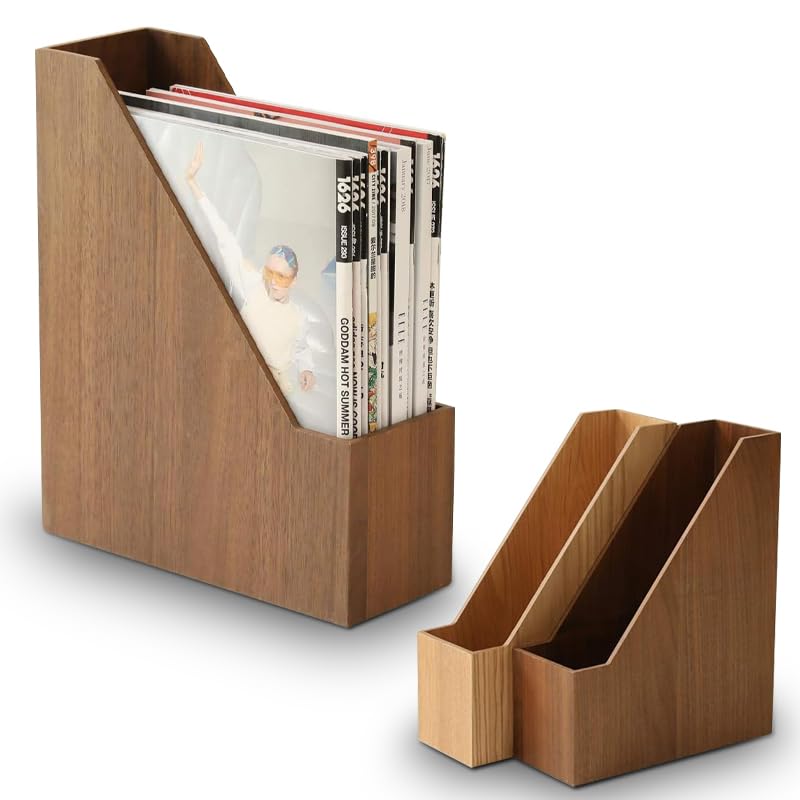 BISOZER Natural Wooden Bookshelf for Home & Office - Sturdy High-Capacity Storage Shelf with Soft Natural Wooden Grain, Durable Modern Design (Dark Wood)