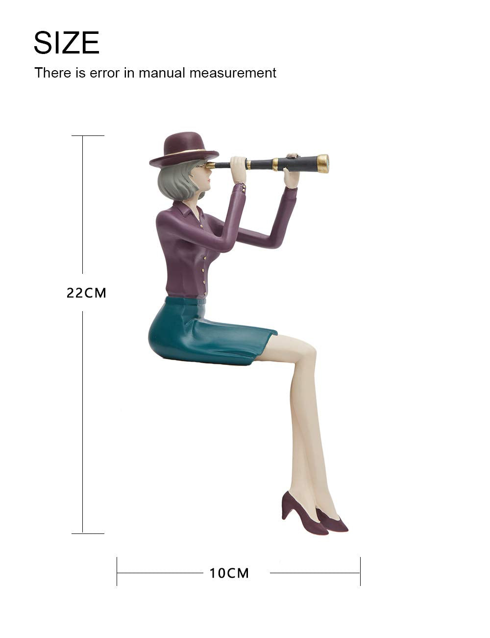 HAUCOZE Woman Figurine Statue Telescope Art Sculpture Modern Home Decor Gift for Living Room Bedroom Office Polyresin 9.1 Inch