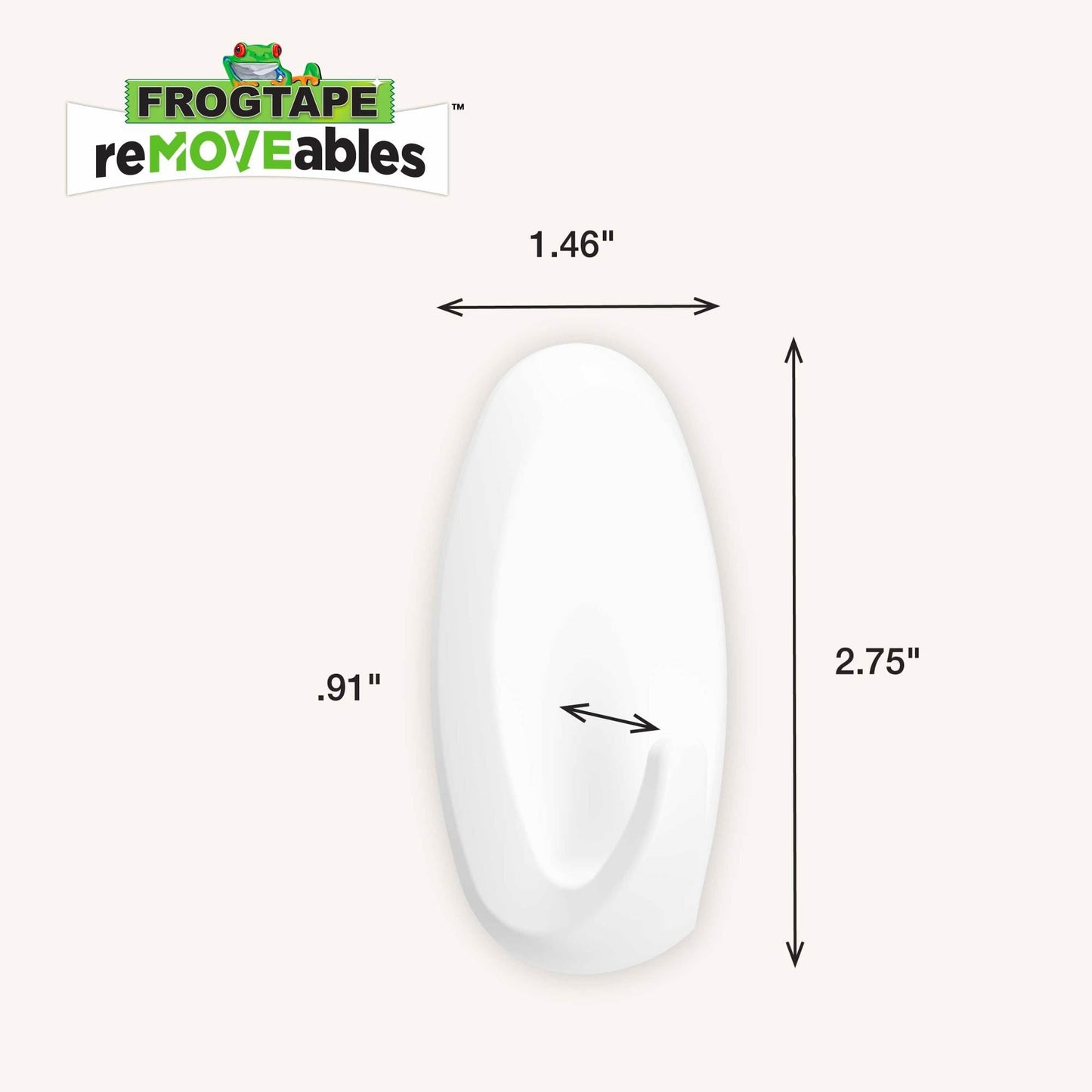 FrogTape reMOVEables Heavy Duty Wall Hooks - 8 Hooks and 12 Strips - Holds up to 3 lbs - No Damage - Easy to Remove & Reuse - Medium Wall Hook with Adhesive Strips - White (Pack of 8)